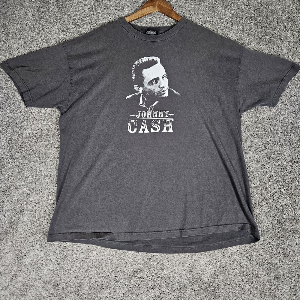 Vtg Johnny Cash T-Shirt Men's 2X Gray Tee Zion Rootswear Y2k Outlaw Country